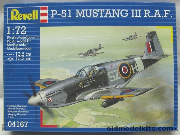 Revell 1/72 North American P-51B Mustang III - RAF No. 234 Sq Bentwaters UK December 1944 or No. 316 (Polish) Sq RAF Friston UK August 1944, 04167 plastic model kit